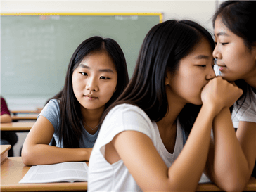High School students studying for Japanese Exam in Shanghai