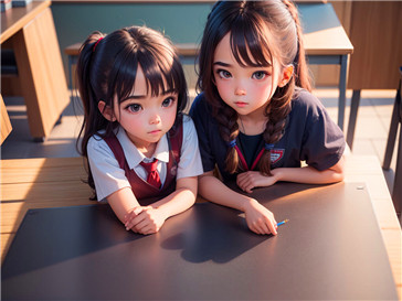 孩子们正在愉快地学习日语