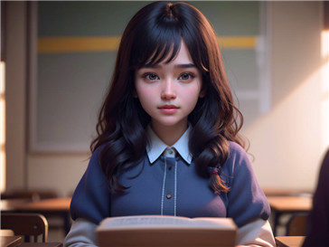 一位学生正专心致志地阅读教材
